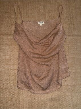 Umgee Shimmery Rose Gold Cowl Neck Camisole